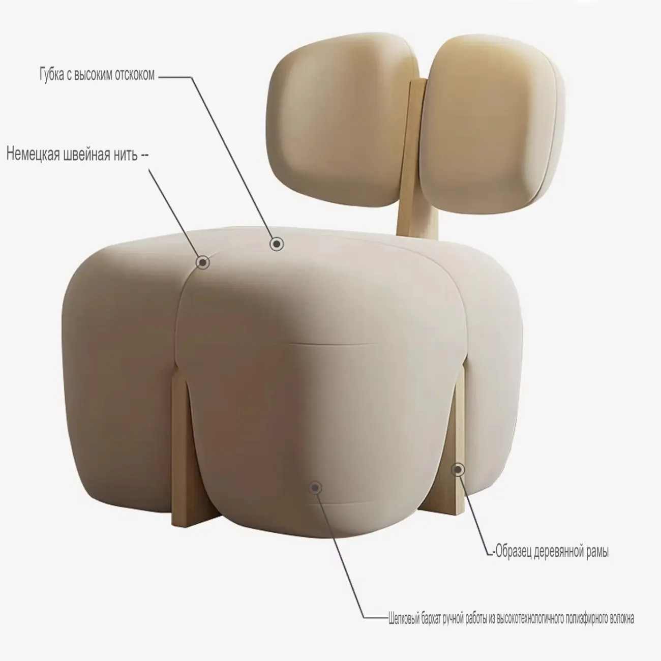 Дизайнерское кресло в кремовом стиле Tide Leader 35767-29