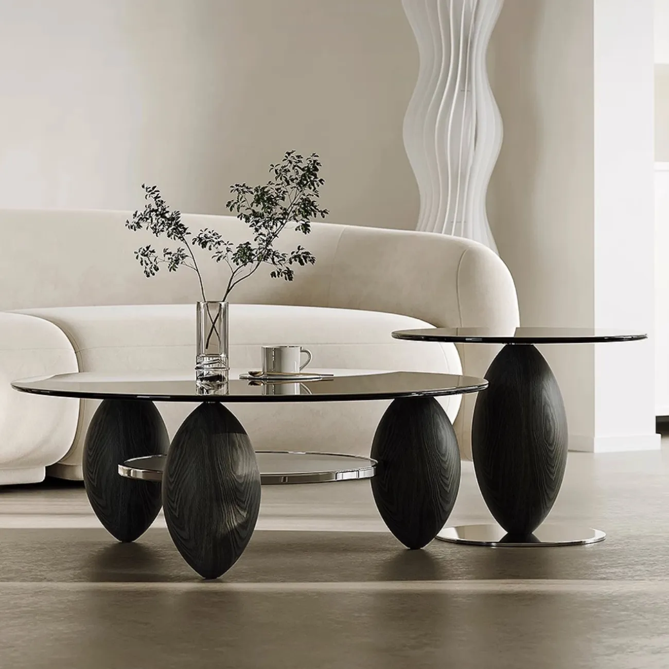 Журнальный столик из закаленного стекла в сочетании с ясенем Tide Leader 35769-29