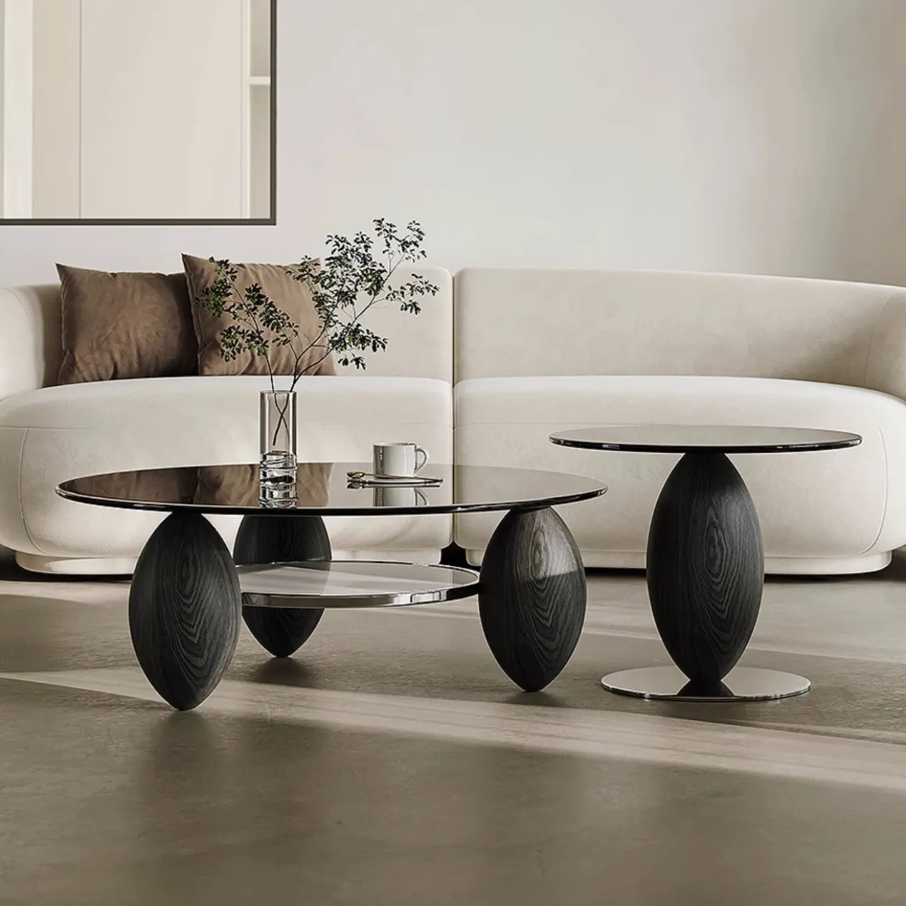 Журнальный столик из закаленного стекла в сочетании с ясенем Tide Leader 35769-29