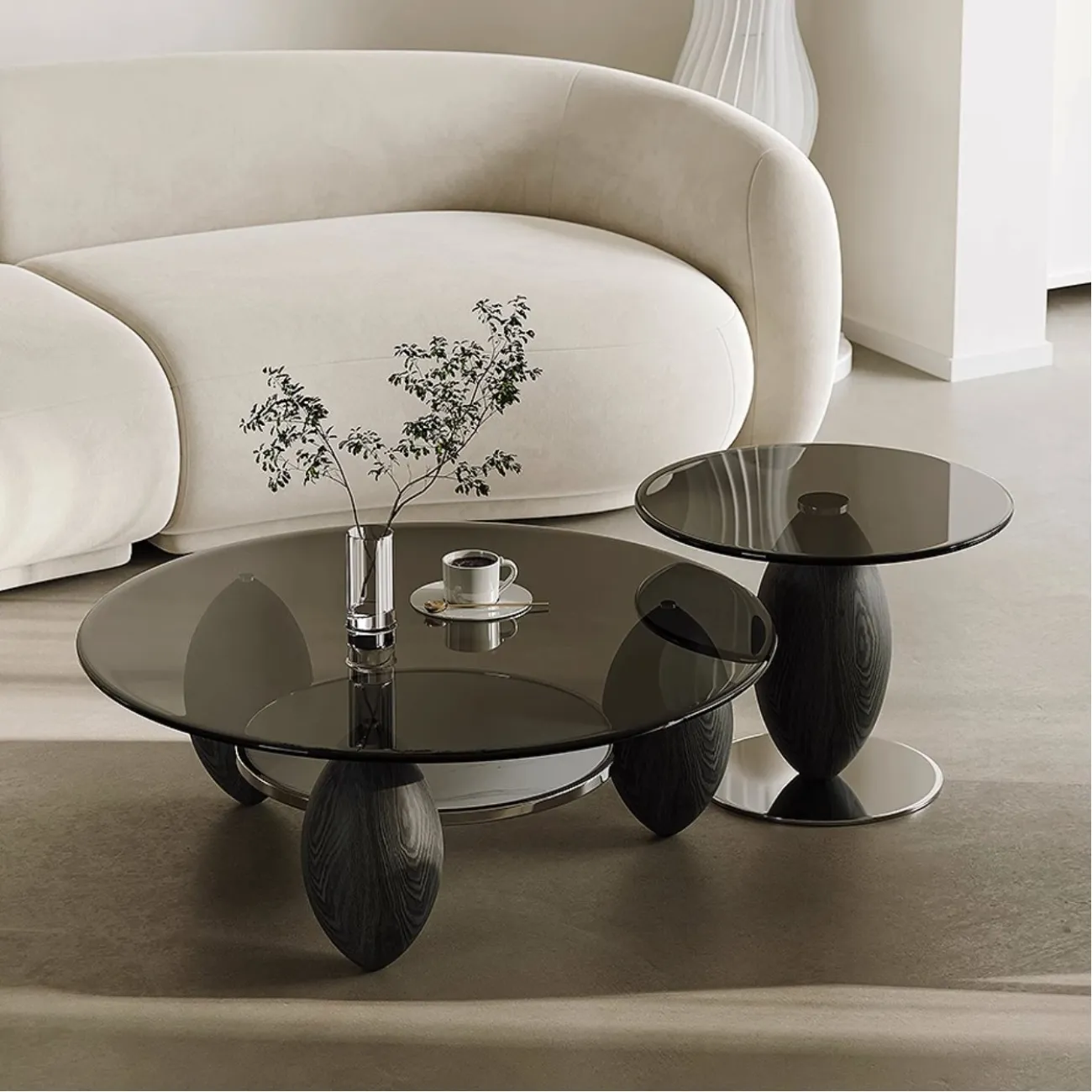 Журнальный столик из закаленного стекла в сочетании с ясенем Tide Leader 35769-29