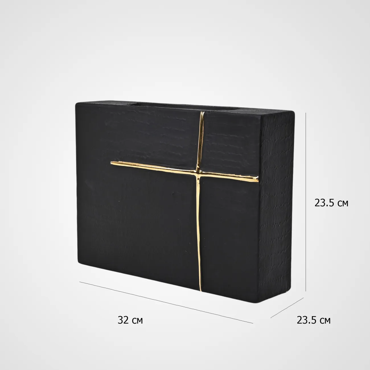 Чёрная ваза в форме креста LaLume DK_FA-D2111B H23.5