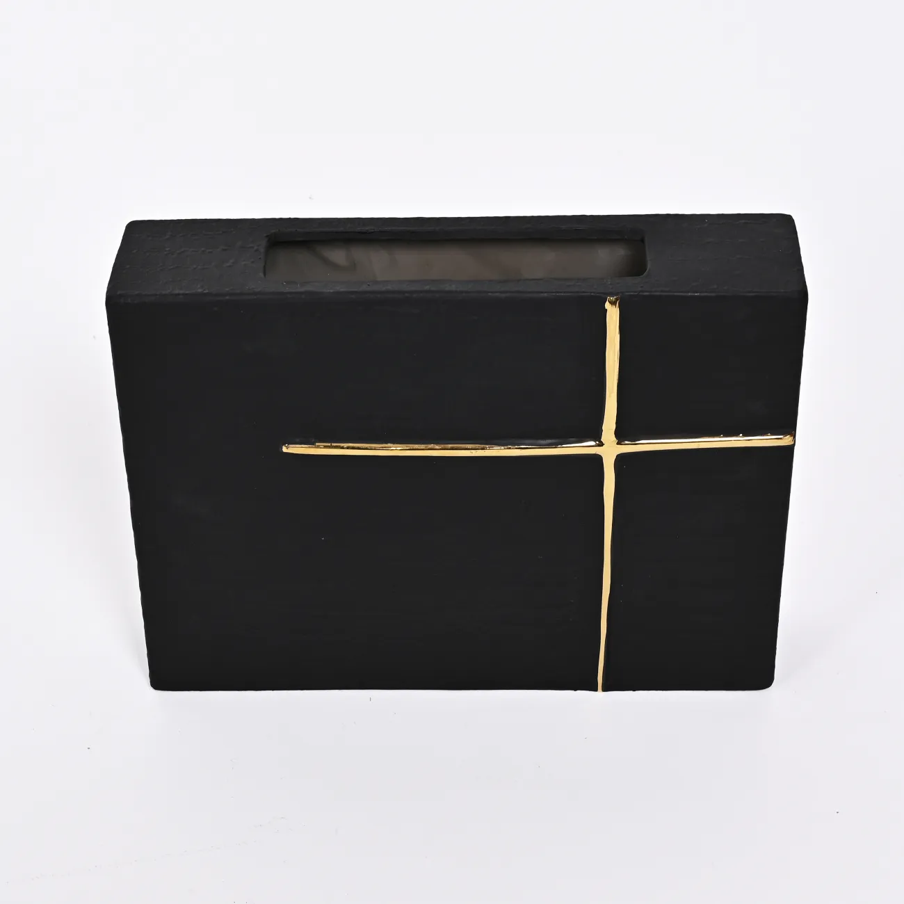 Чёрная ваза в форме креста LaLume DK_FA-D2111B H23.5