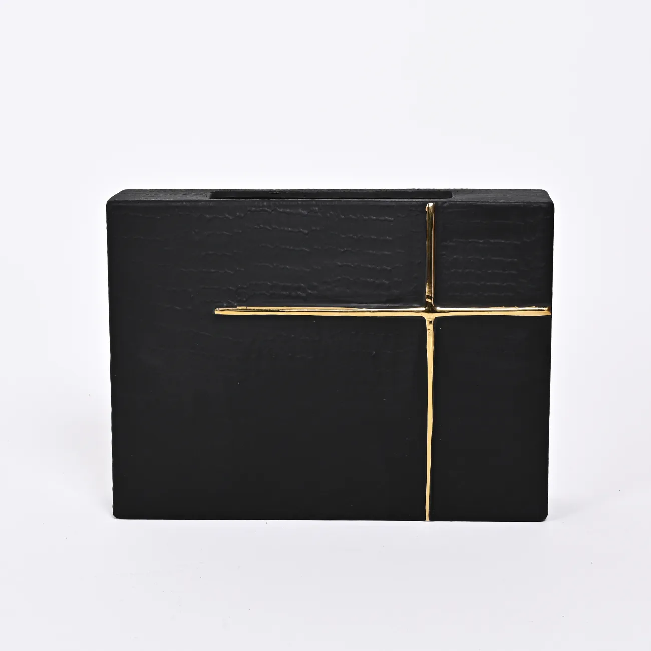 Чёрная ваза в форме креста LaLume DK_FA-D2111B H23.5