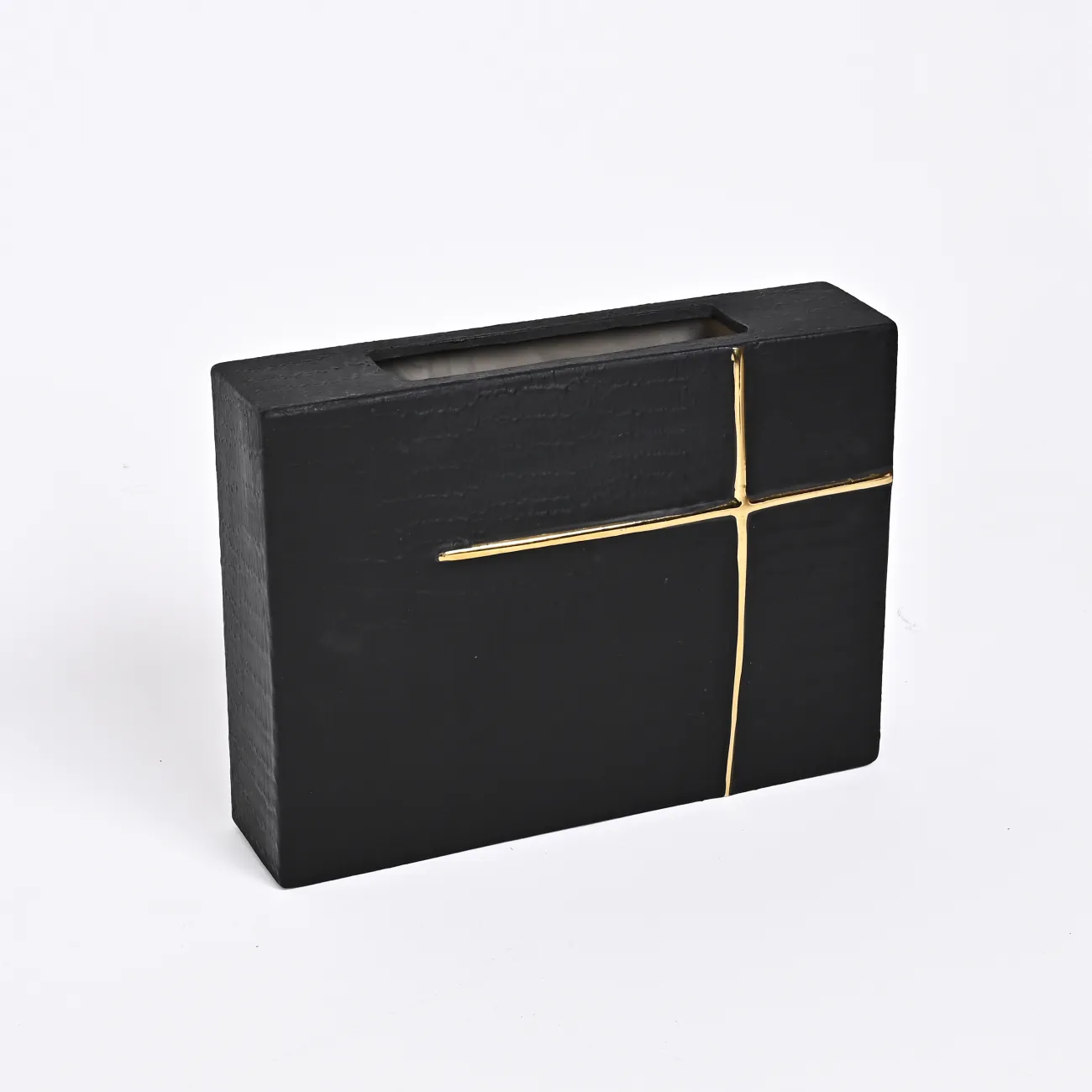 Чёрная ваза в форме креста LaLume DK_FA-D2111B H23.5