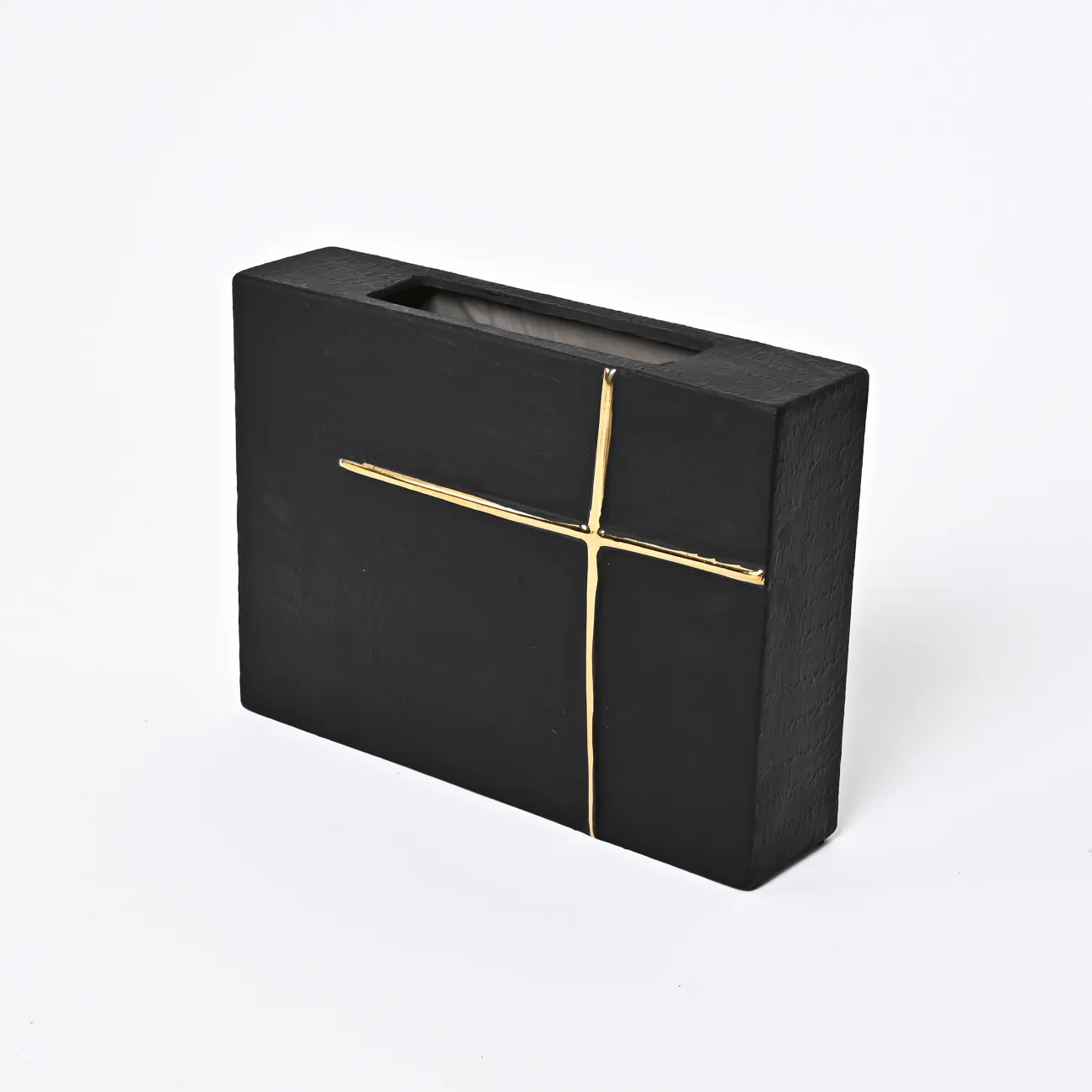 Чёрная ваза в форме креста LaLume DK_FA-D2111B H23.5