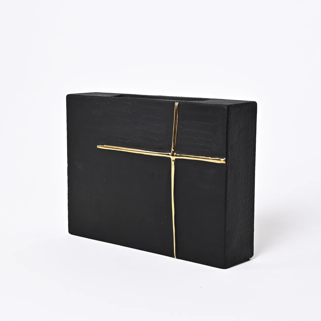 Чёрная ваза в форме креста LaLume DK_FA-D2111B H23.5