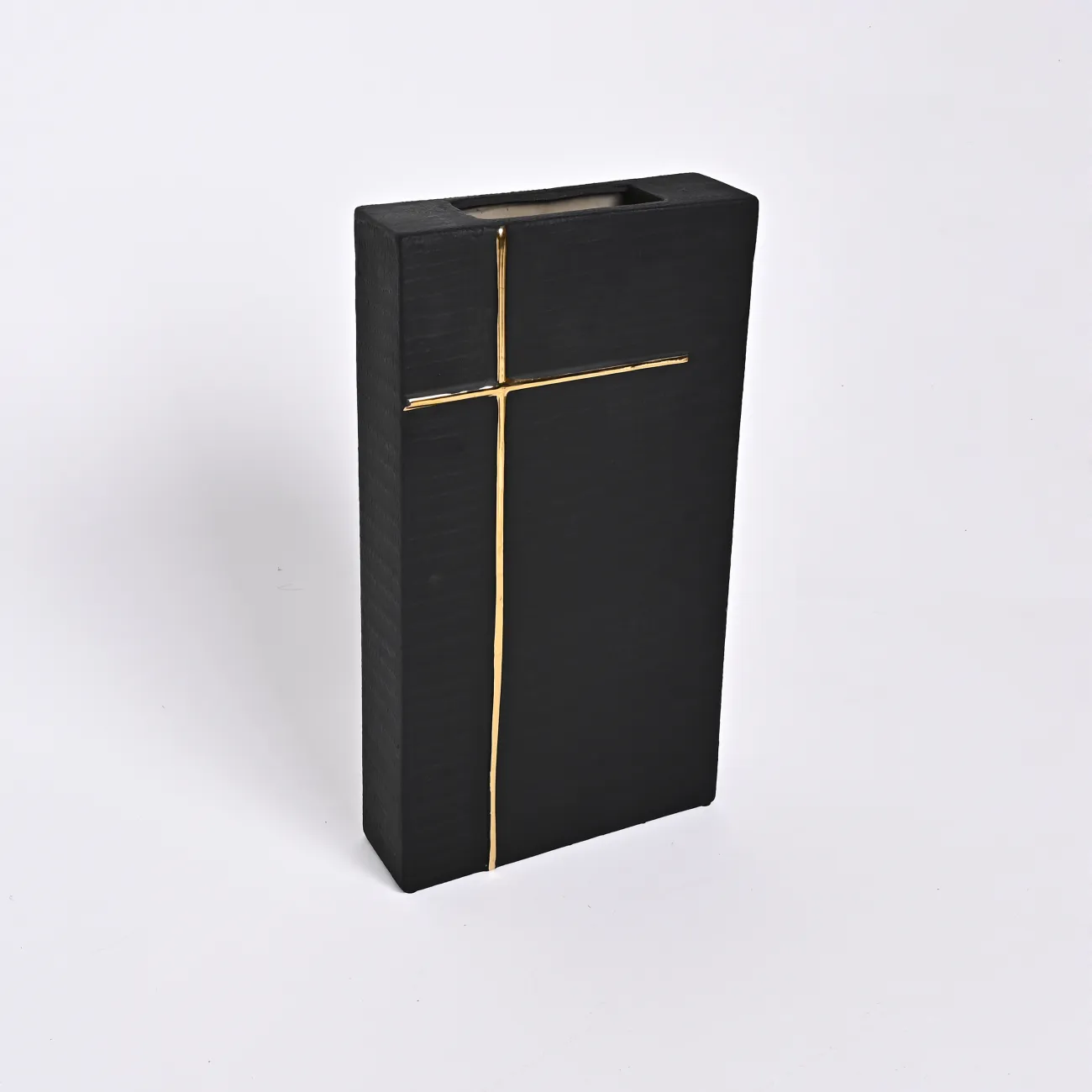 Чёрная ваза в форме креста LaLume DK_FA-D2111B H45.5