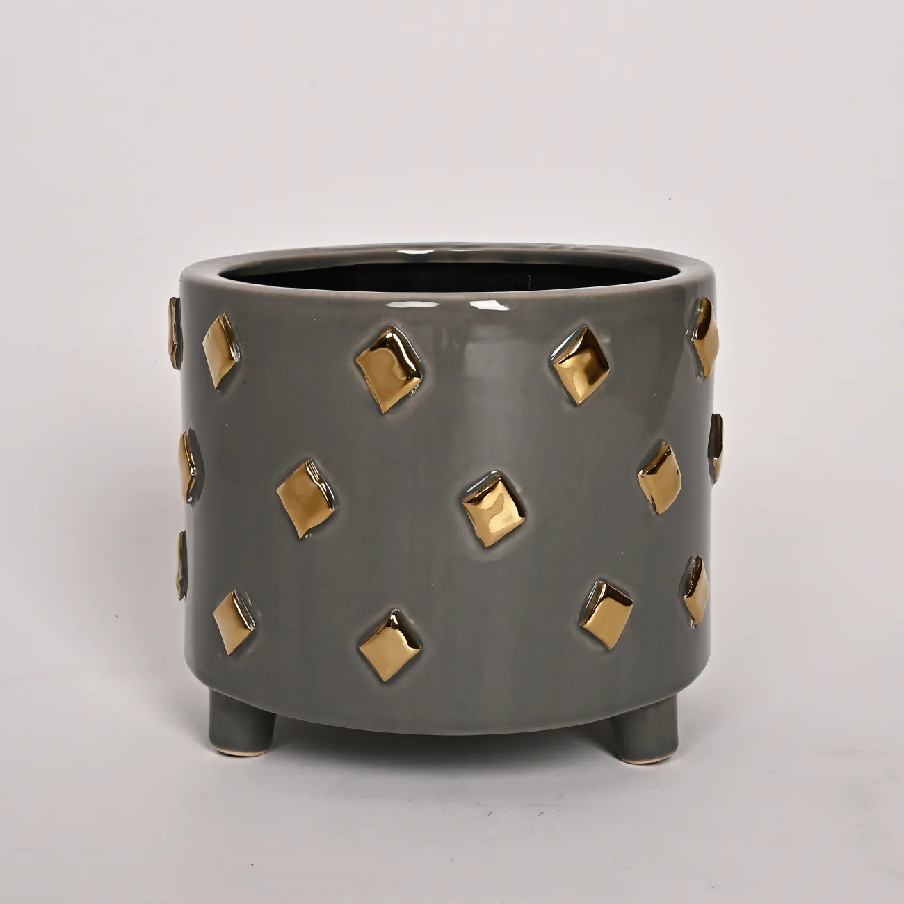 Серая и золотистая керамическая чаша LaLume DK_FA-D2048A
