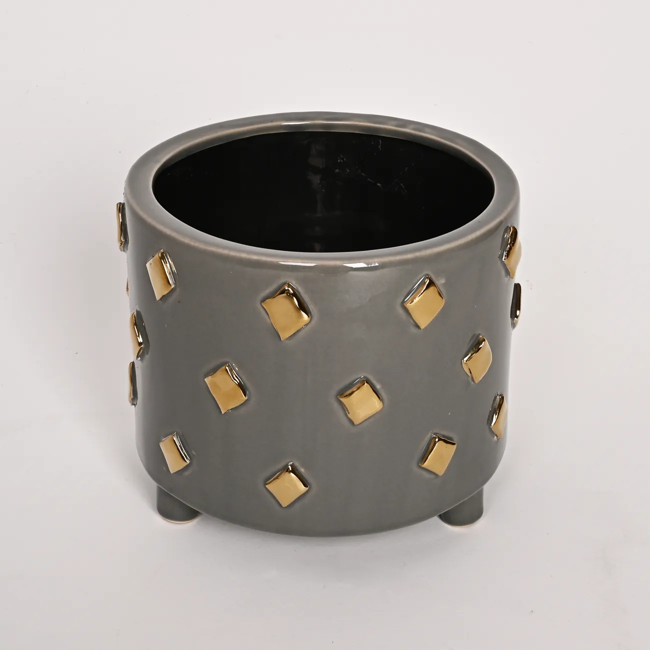 Серая и золотистая керамическая чаша LaLume DK_FA-D2048A