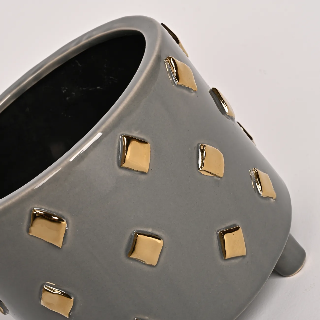 Серая и золотистая керамическая чаша LaLume DK_FA-D2048A