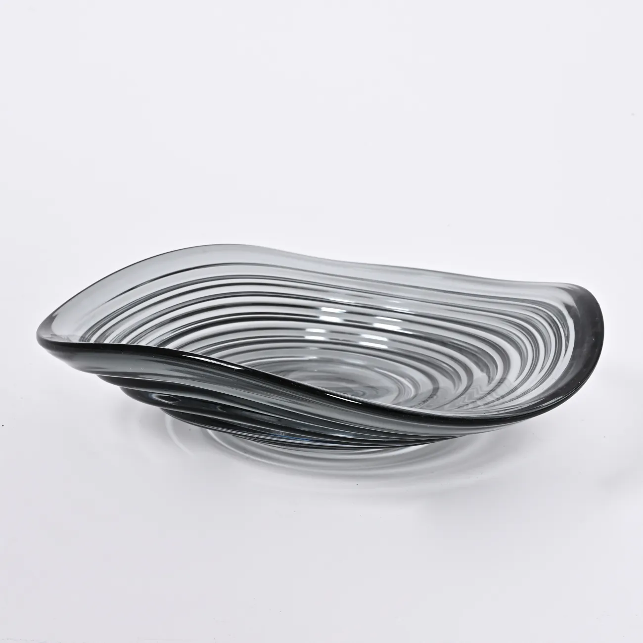 Серая стеклянная чаша в форме волны LaLume DK_FB-ZS2056
