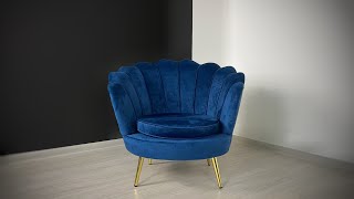 Кресло ракушка LaLume Tresor C0206-1D темно-синее
