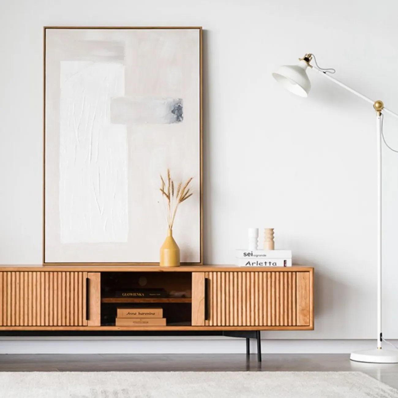 Комод под телевизор из цельного дерева в стиле ваби-саби WOODSTIK 35635-29
