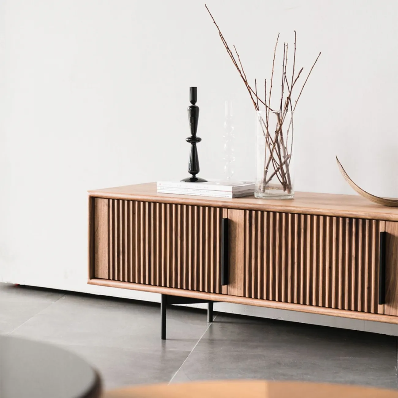Комод под телевизор из цельного дерева в стиле ваби-саби WOODSTIK 35635-29