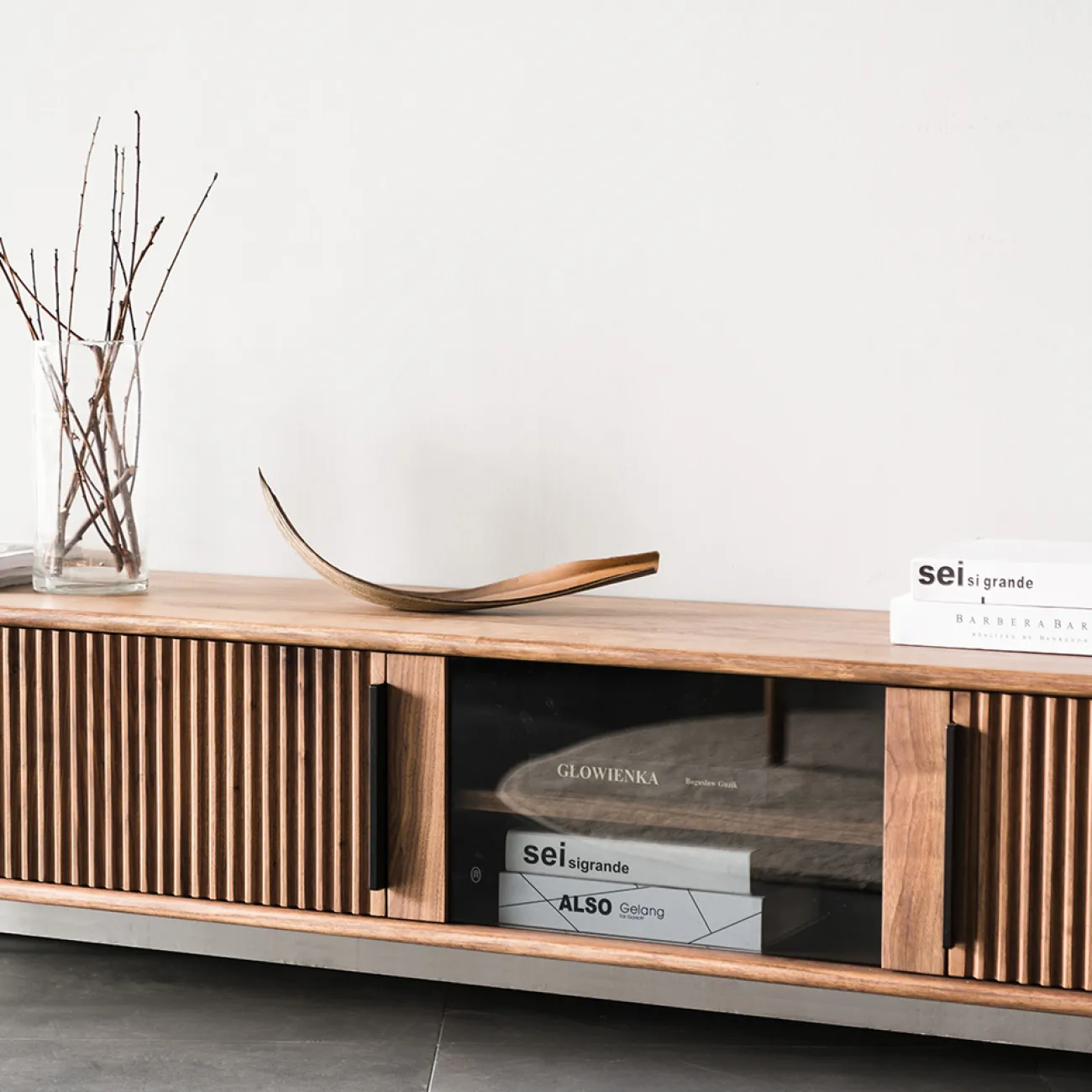 Комод под телевизор из цельного дерева в стиле ваби-саби WOODSTIK 35635-29