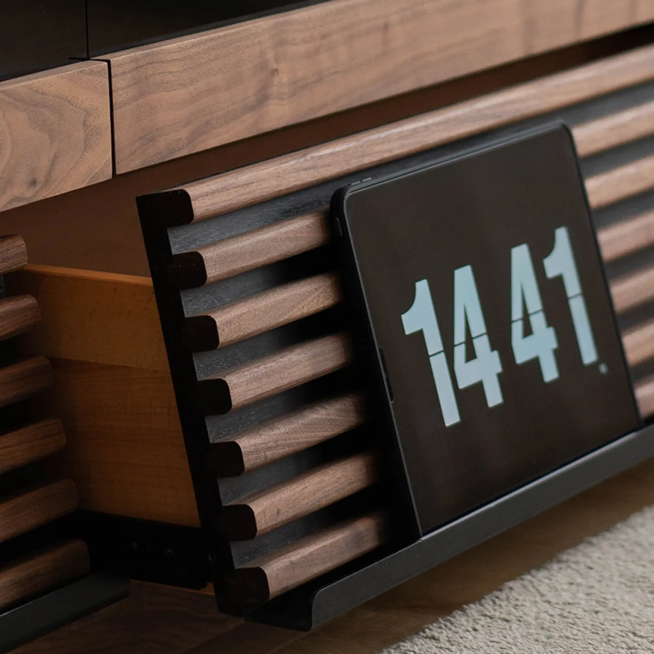 Комод под телевизора из массива черного ореха с подсветкой WOODSTIK 35642-29