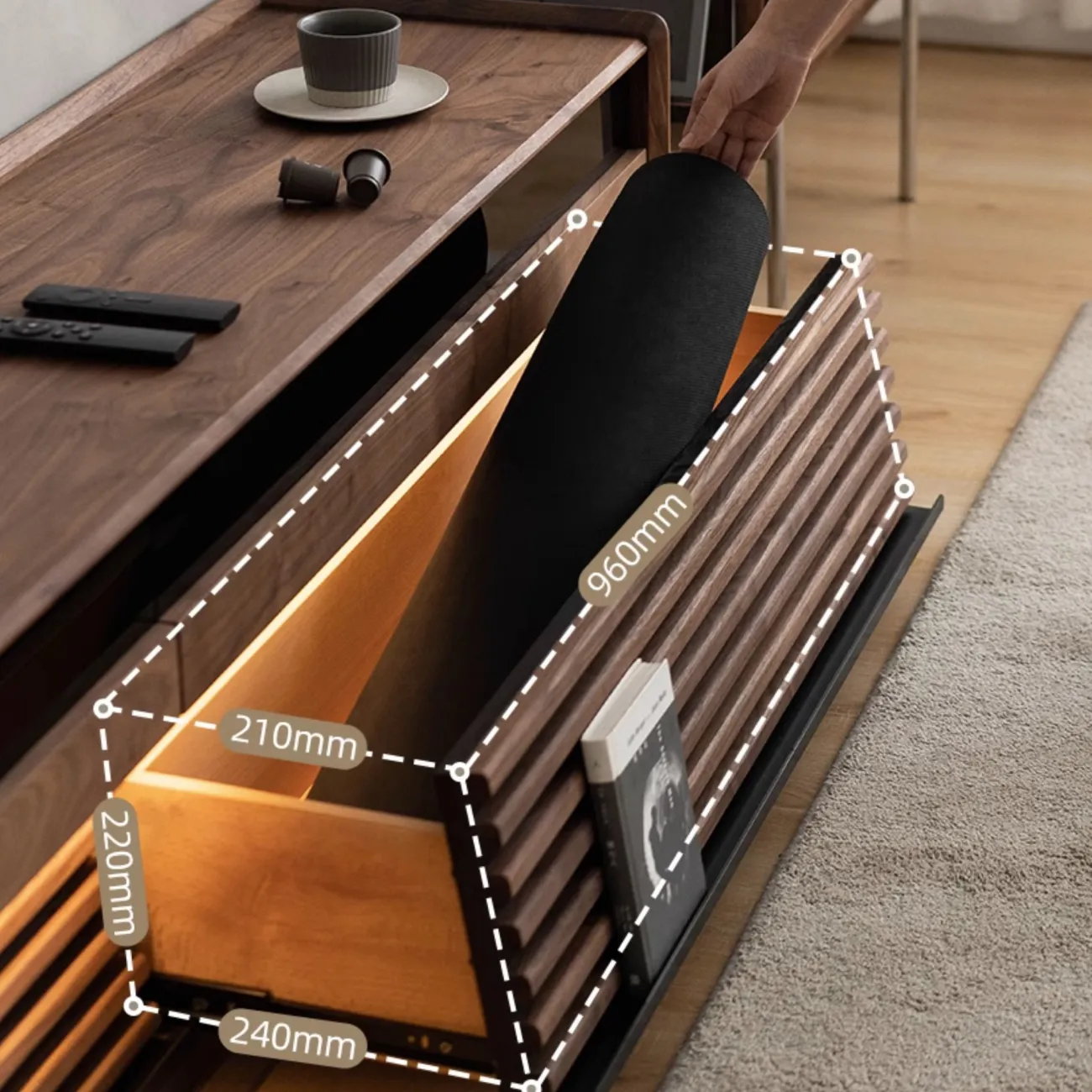 Комод под телевизора из массива черного ореха с подсветкой WOODSTIK 35642-29