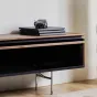 Тумба под телевизор из массива дерева со стеклянной дверцей WOODSTIK 35645-29