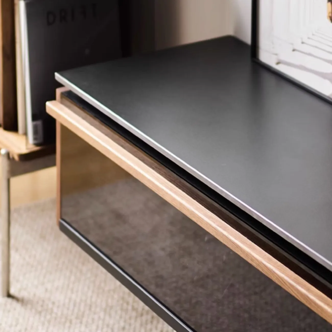 Тумба под телевизор из массива дерева со стеклянной дверцей WOODSTIK 35645-29