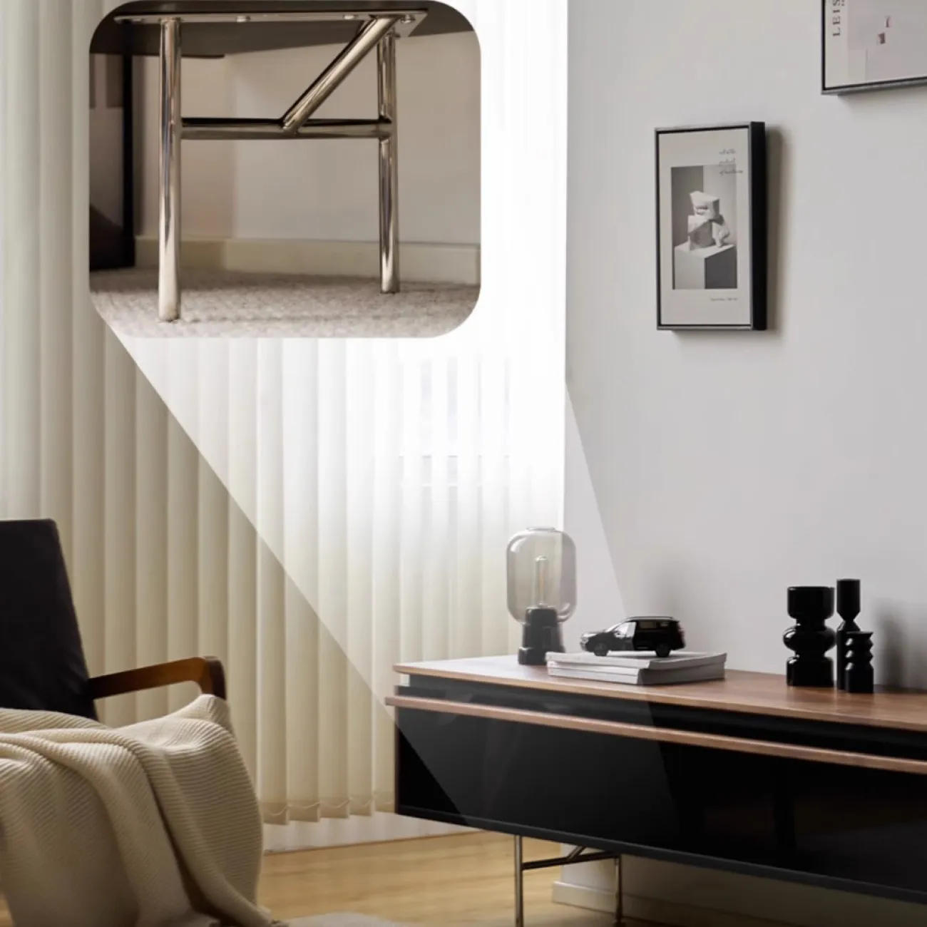 Тумба под телевизор из массива дерева со стеклянной дверцей WOODSTIK 35645-29