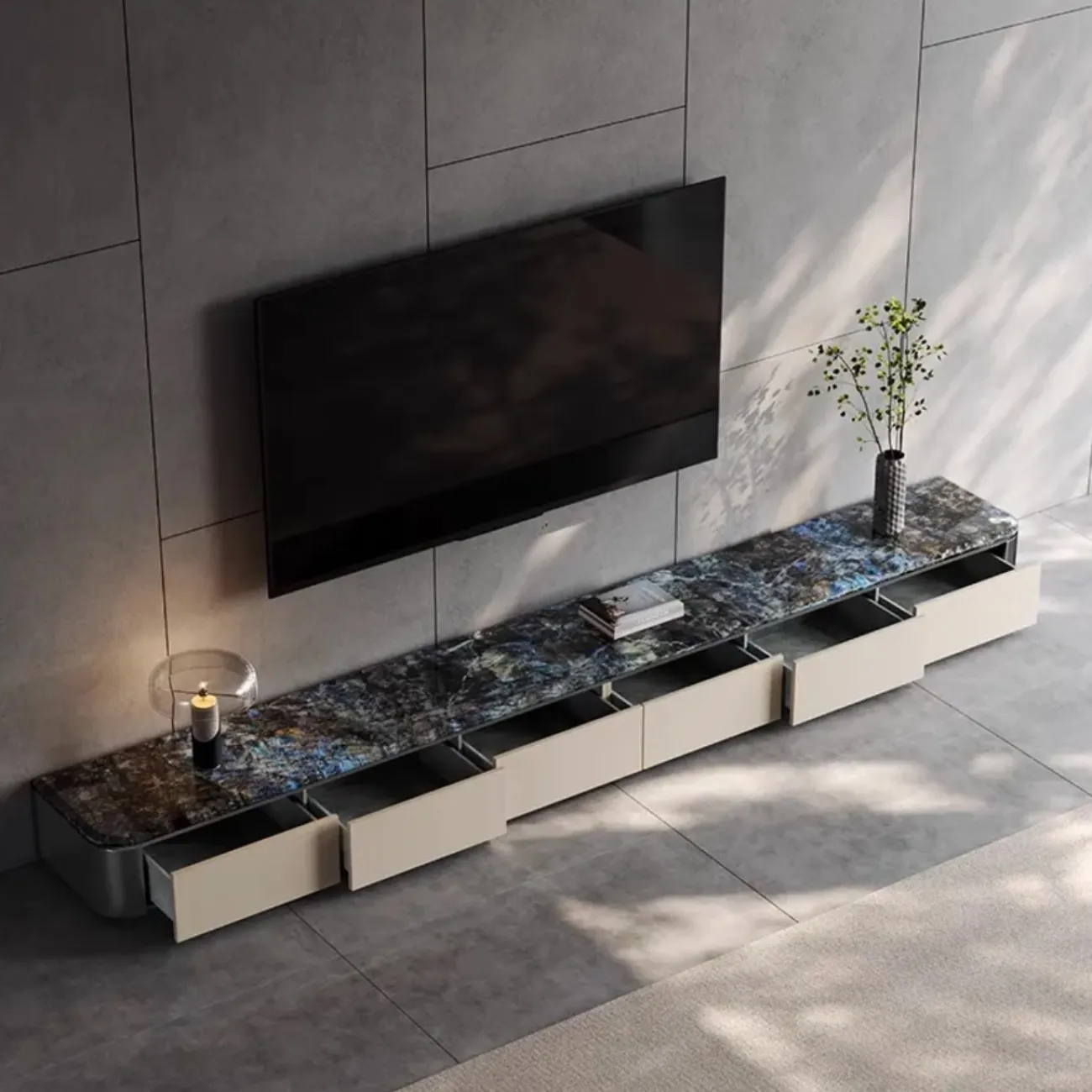 Cветлая роскошная мраморная тумба под ТВ XPW 35677-29