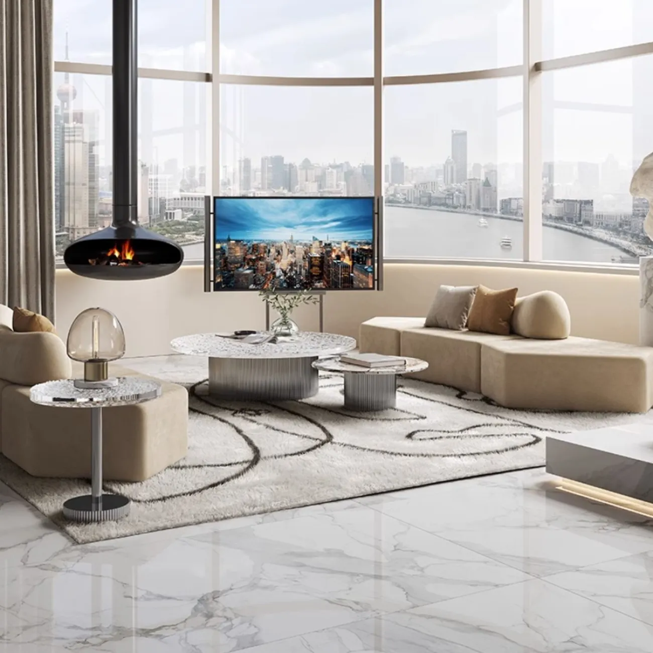 Круглый журнальный столик из чешского хрусталя XPW 35681-29