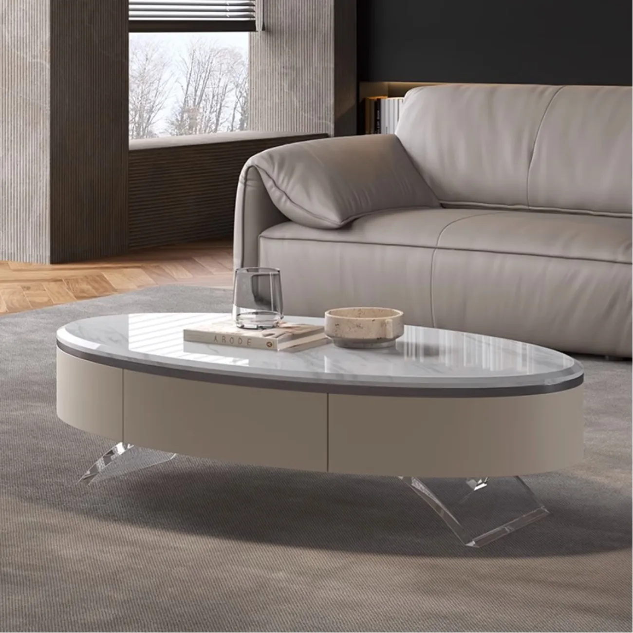 Роскошный овальный журнальный столик из натурального камня XPW 35686-29