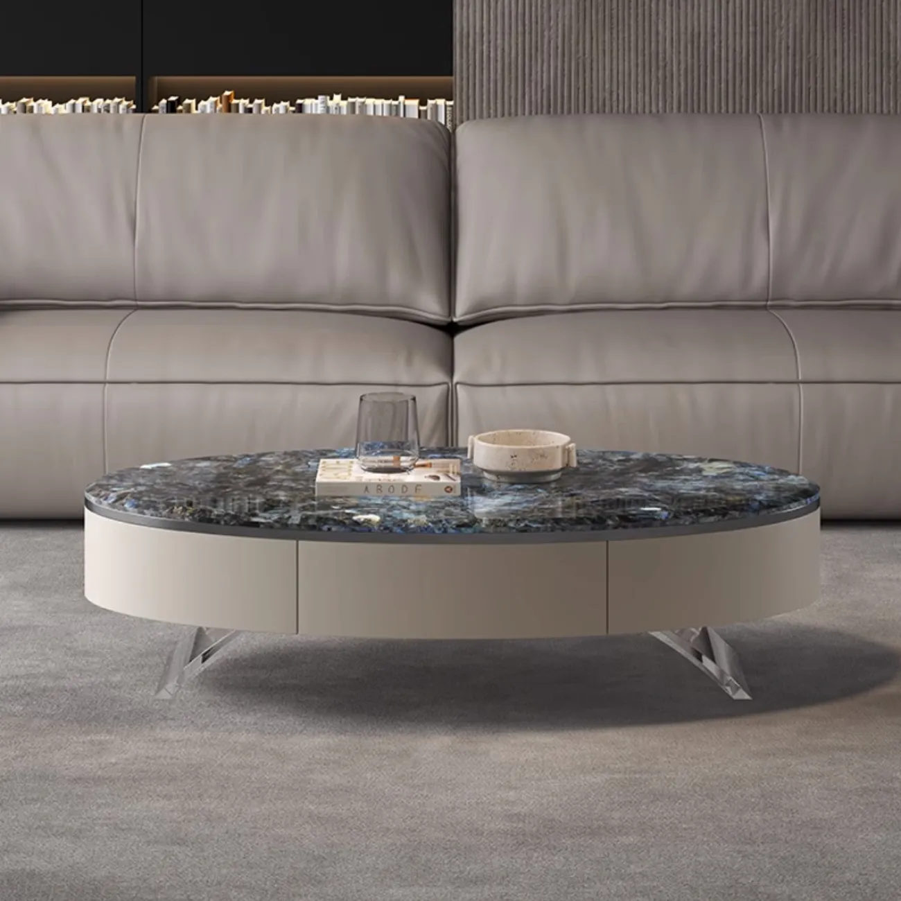 Роскошный овальный журнальный столик из натурального камня XPW 35686-29