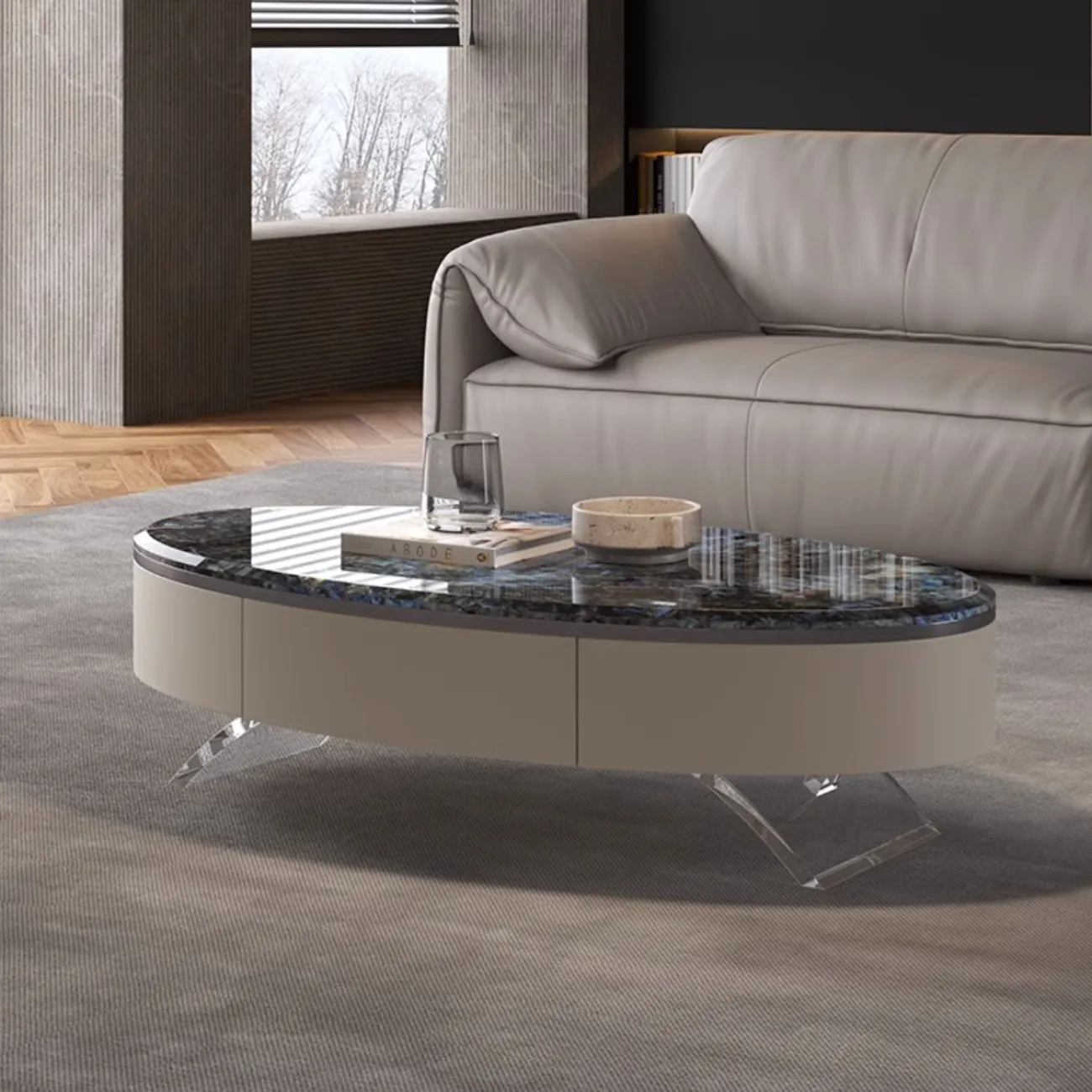 Роскошный овальный журнальный столик из натурального камня XPW 35686-29