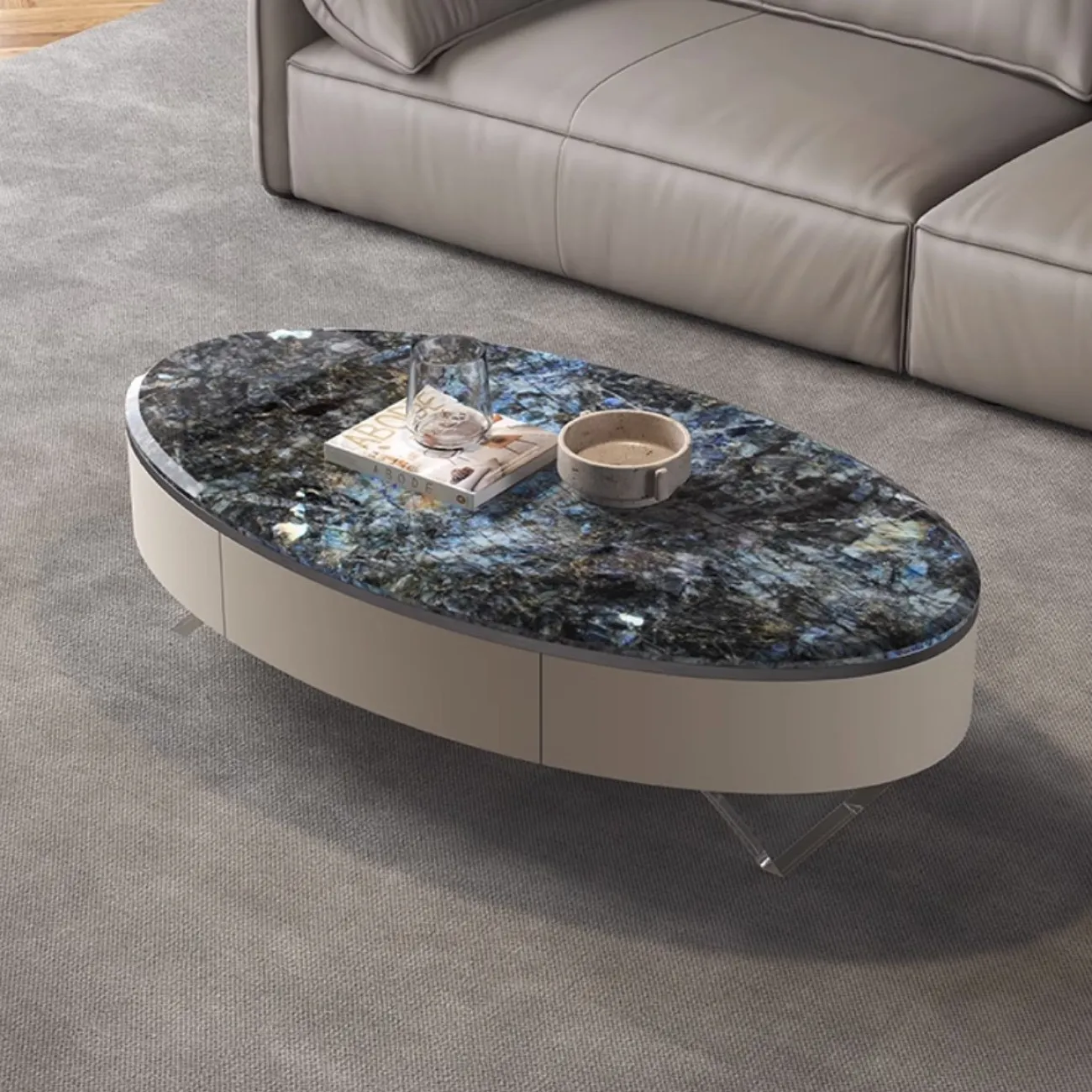 Роскошный овальный журнальный столик из натурального камня XPW 35686-29