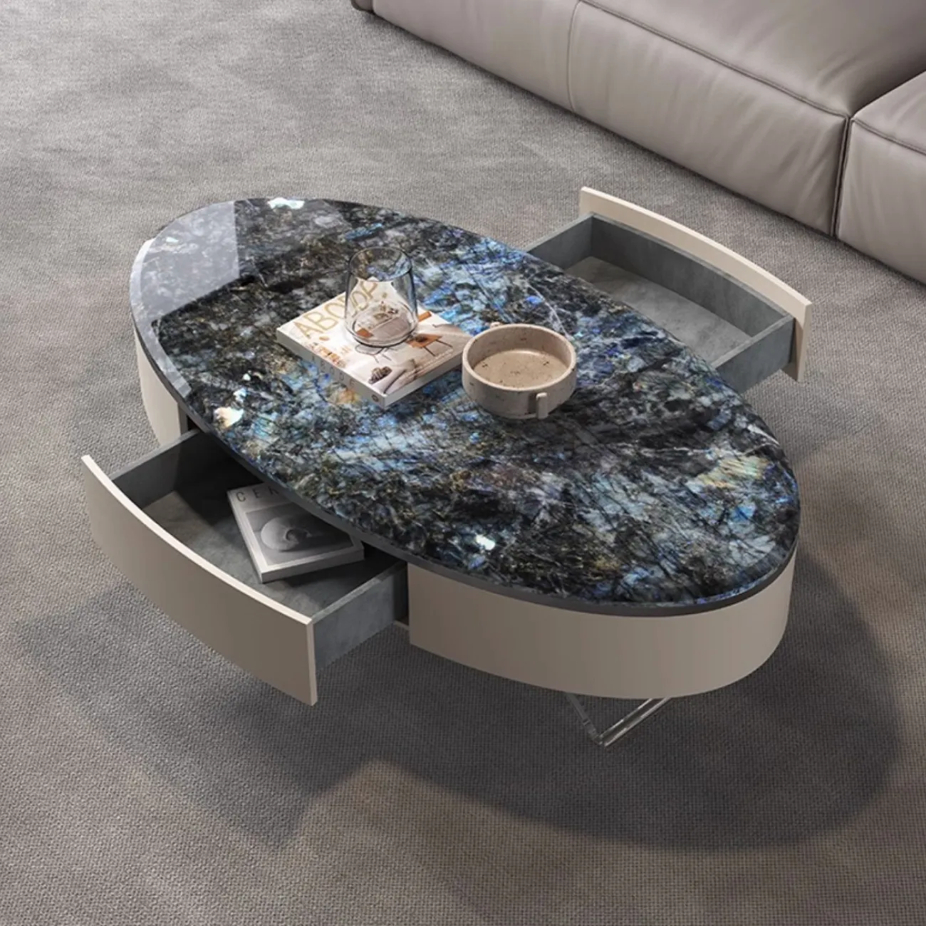 Роскошный овальный журнальный столик из натурального камня XPW 35686-29