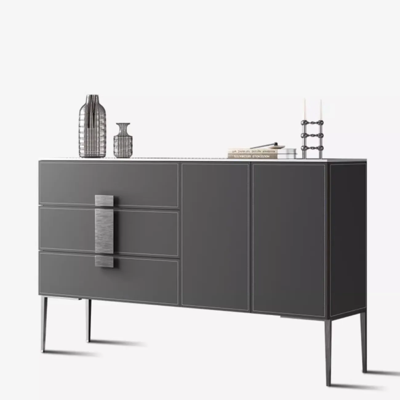 Роскошный кожаный комод с каменной плитой XPW 35690-29 Роскошный кожаный комод с каменной плитой XPW 35690-29