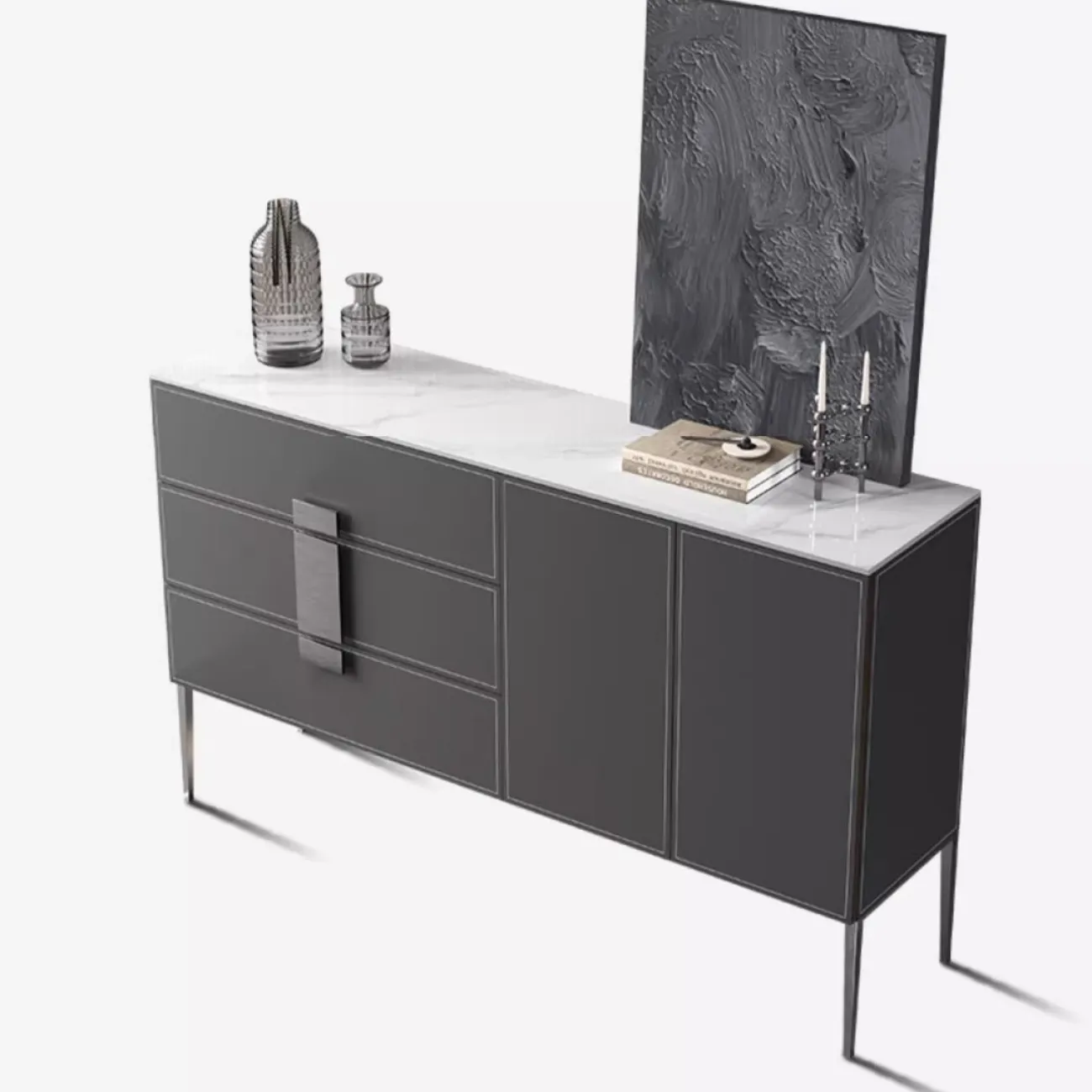 Роскошный кожаный комод с каменной плитой XPW 35690-29 Роскошный кожаный комод с каменной плитой XPW 35690-29