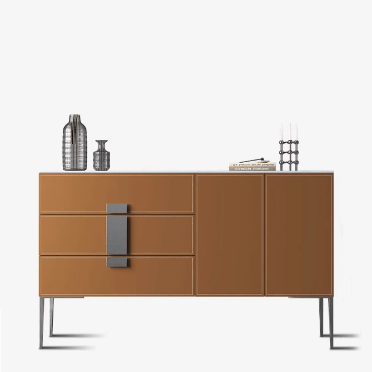 Роскошный кожаный комод с каменной плитой XPW 35690-29 Роскошный кожаный комод с каменной плитой XPW 35690-29