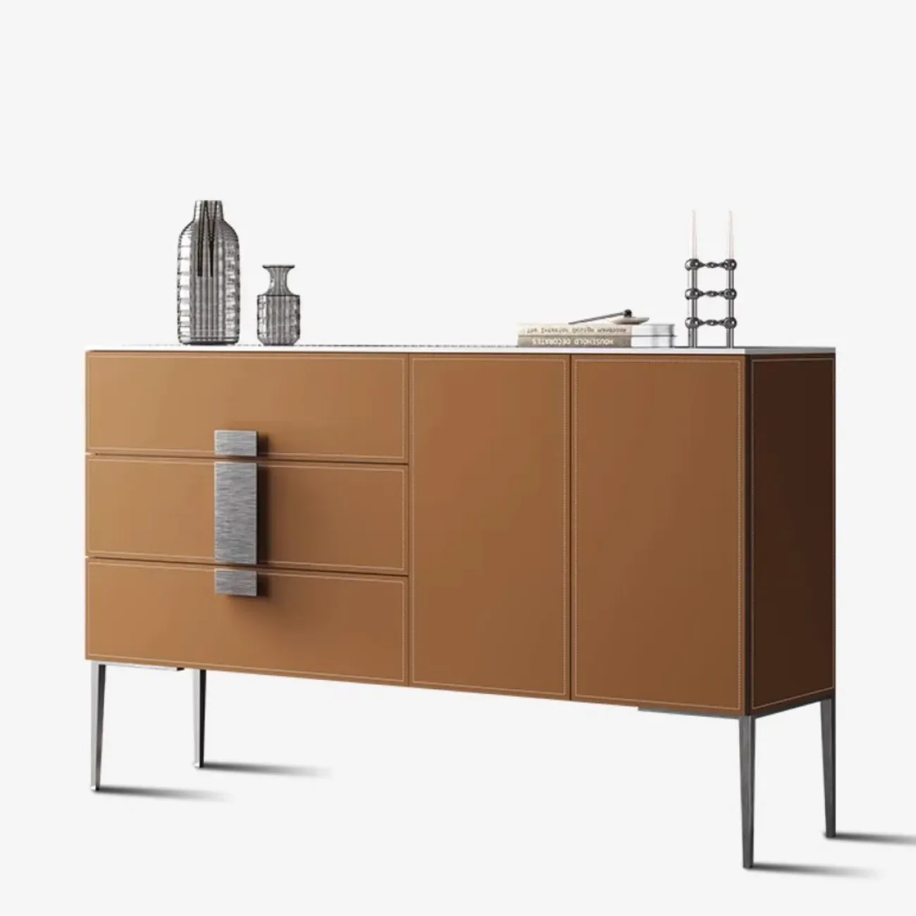 Роскошный кожаный комод с каменной плитой XPW 35690-29 Роскошный кожаный комод с каменной плитой XPW 35690-29