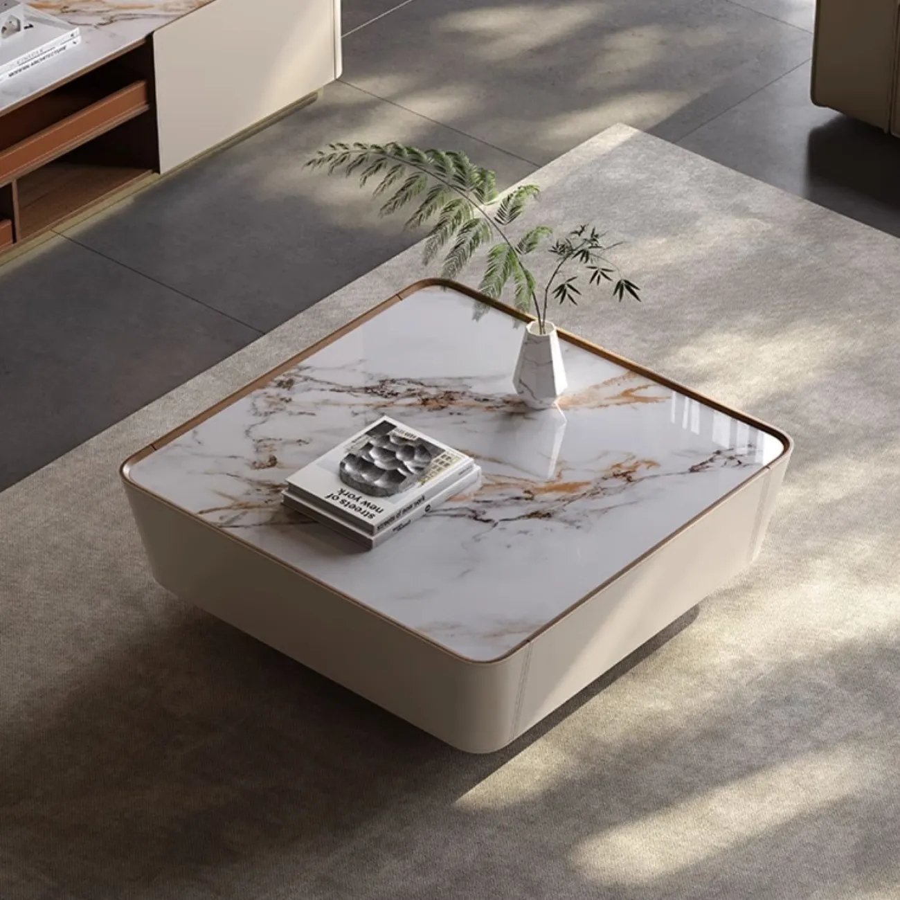 Квадратный роскошный кожаный журнальный столик XPW 35699-29