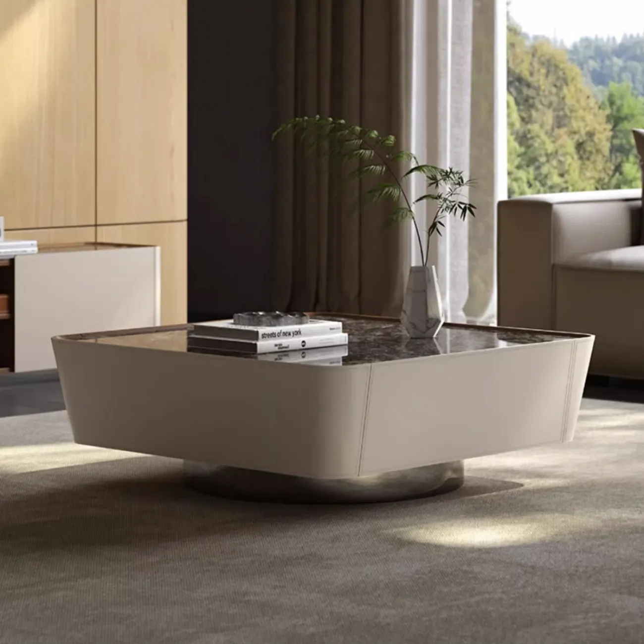 Квадратный роскошный кожаный журнальный столик XPW 35699-29