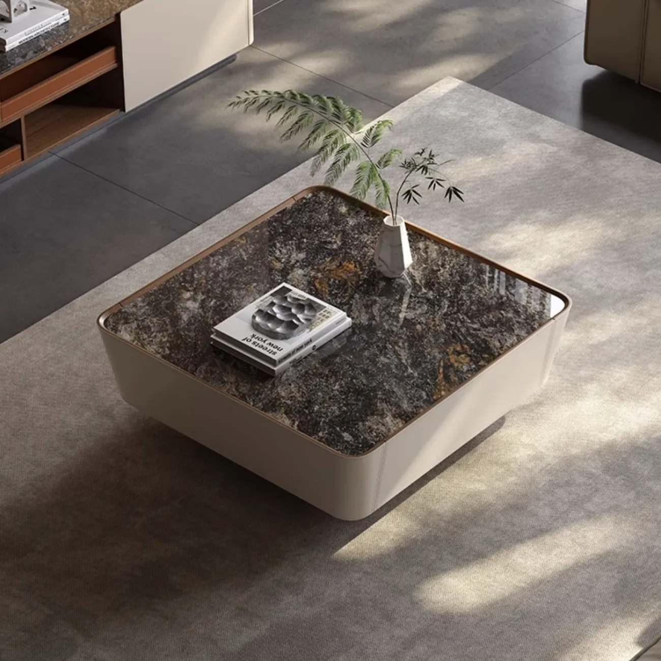 Квадратный роскошный кожаный журнальный столик XPW 35699-29