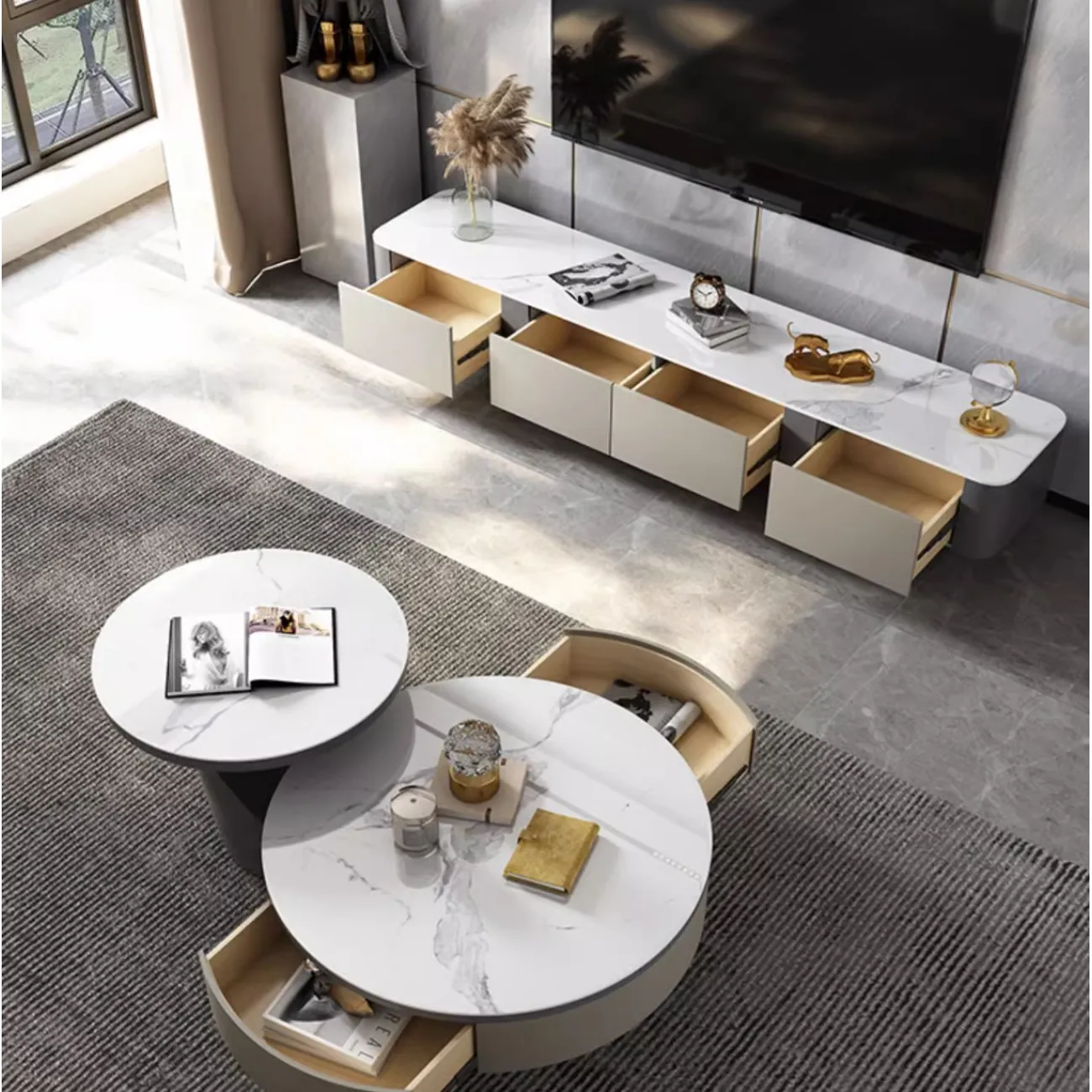 Роскошный шкаф под ТВ из нержавеющей стали  XPW 35704-29