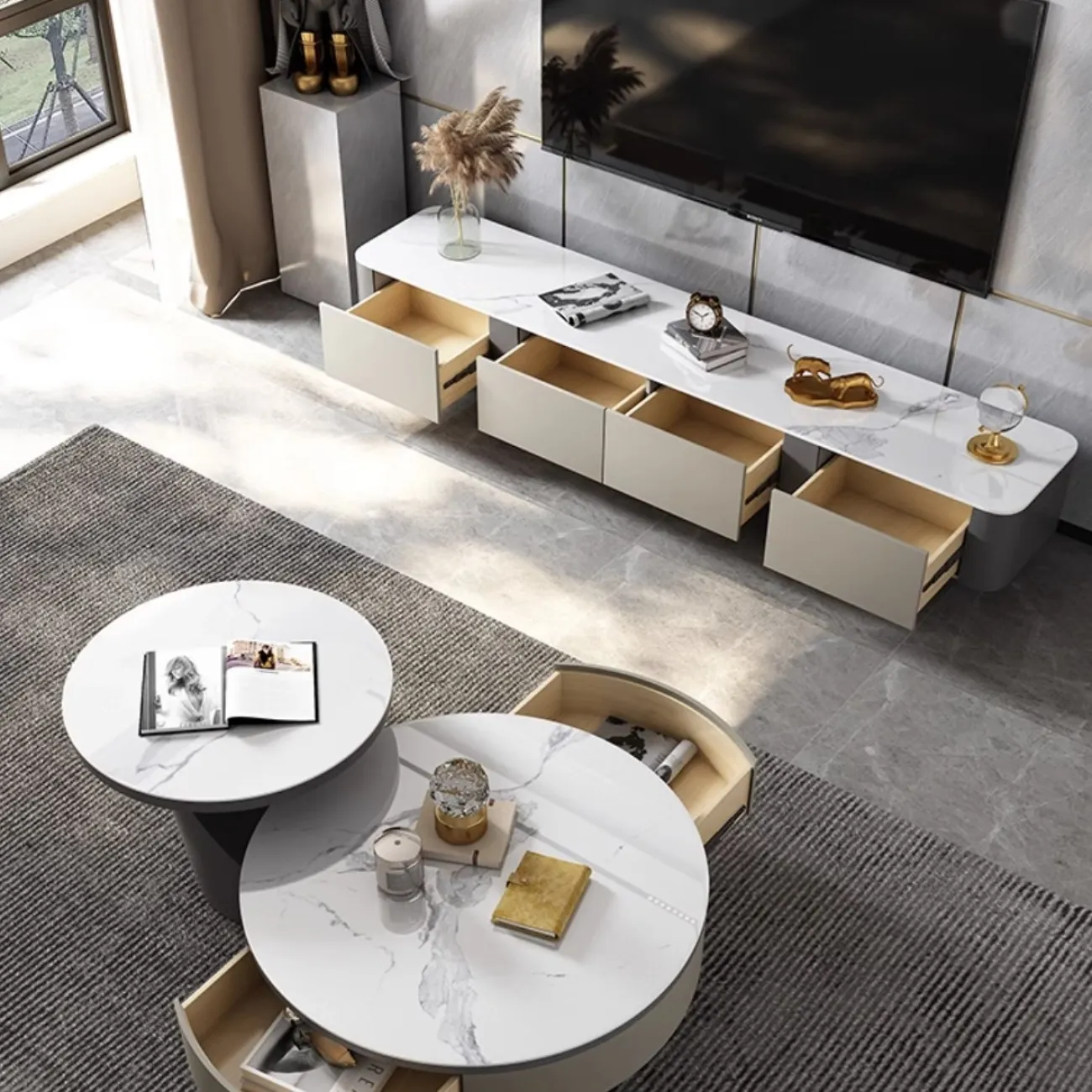 Роскошный шкаф под ТВ из нержавеющей стали  XPW 35704-29