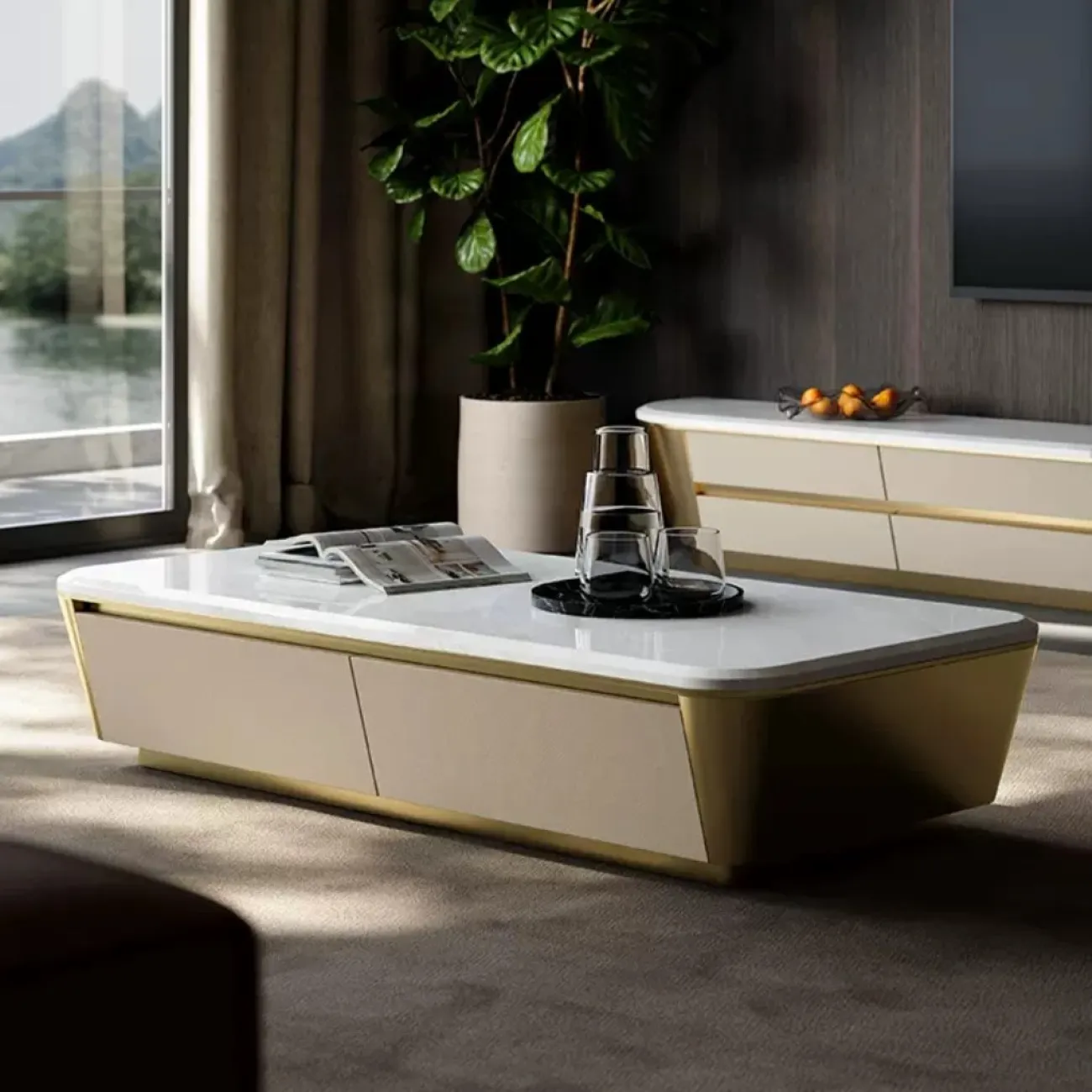 Роскошный журнальный столик из натурального мрамора XPW 35711-29