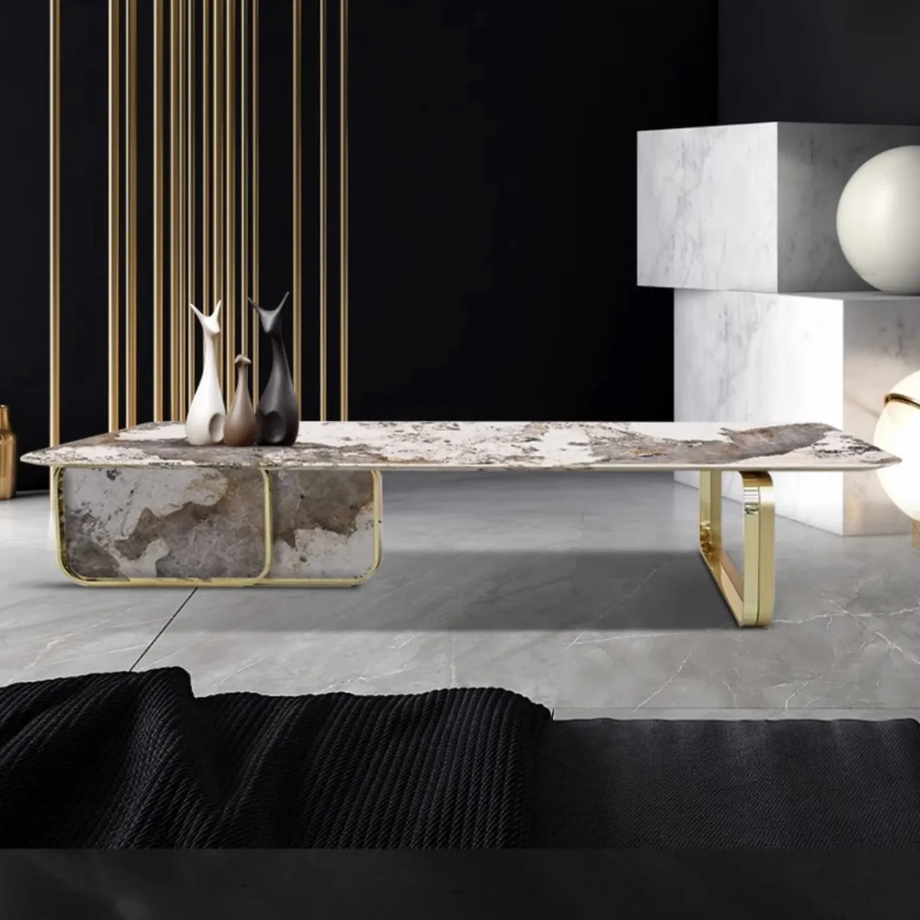 Роскошный журнальный столик из камня и стали XPW  35712-29