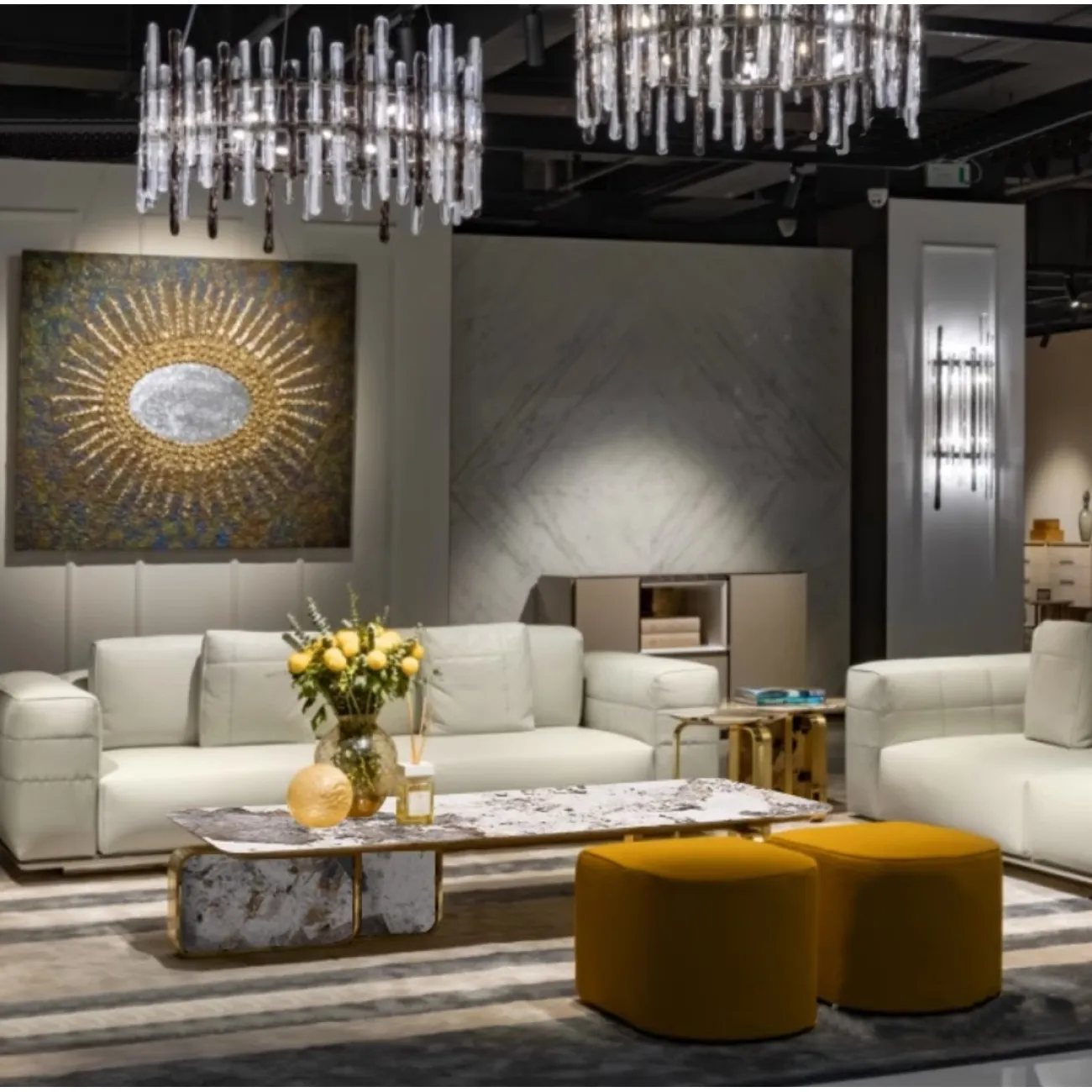 Роскошный журнальный столик из камня и стали XPW  35712-29