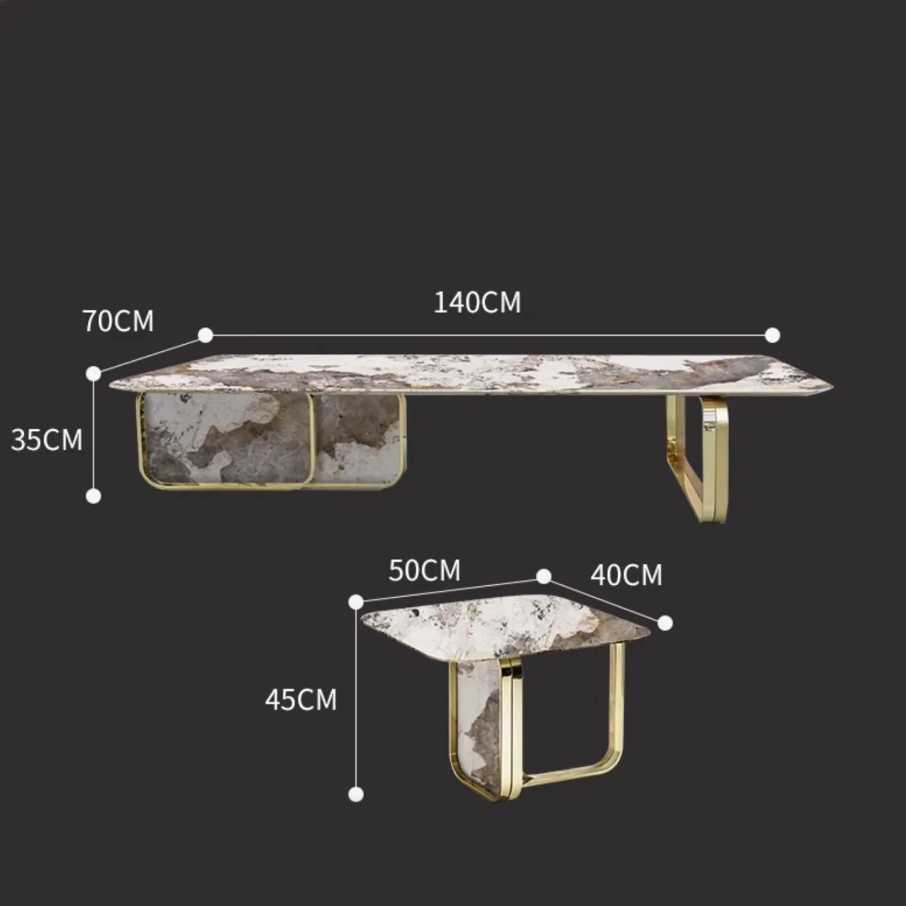 Роскошный журнальный столик из камня и стали XPW  35712-29