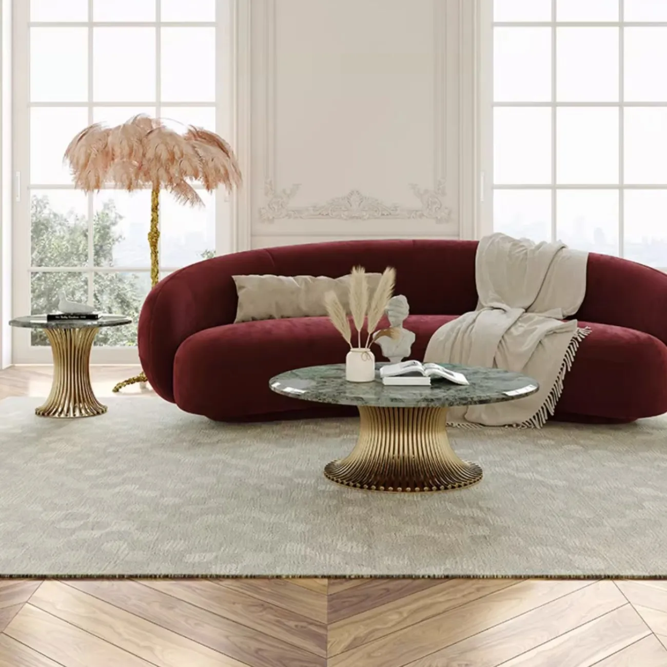 Роскошный журнальный столик из натурального камня с небольшой талией XPW 35713-29