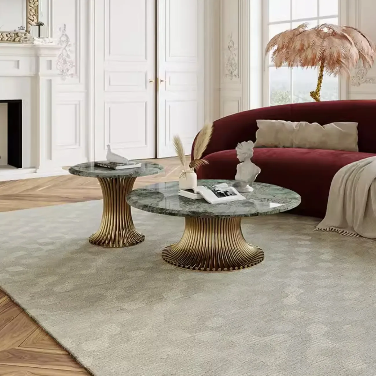 Роскошный журнальный столик из натурального камня с небольшой талией XPW 35713-29