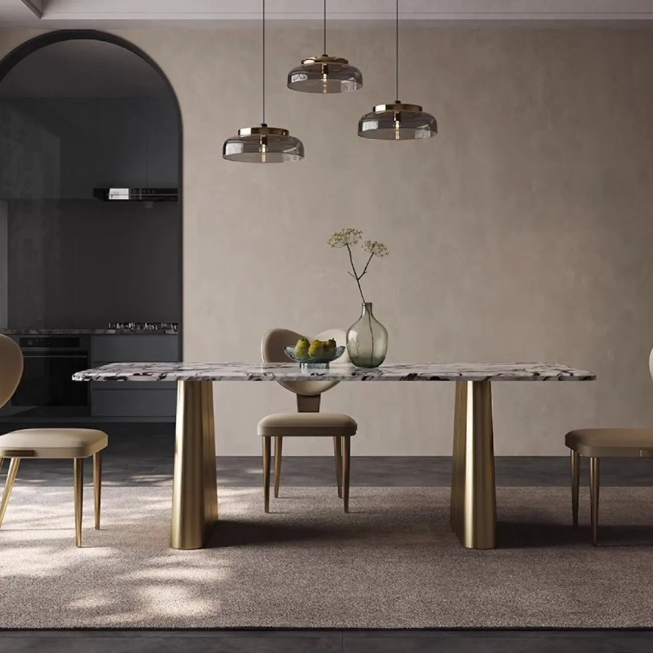 Роскошный обеденный стол из натурального камня XPW 35725-29 Роскошный обеденный стол из натурального камня XPW 35725-29