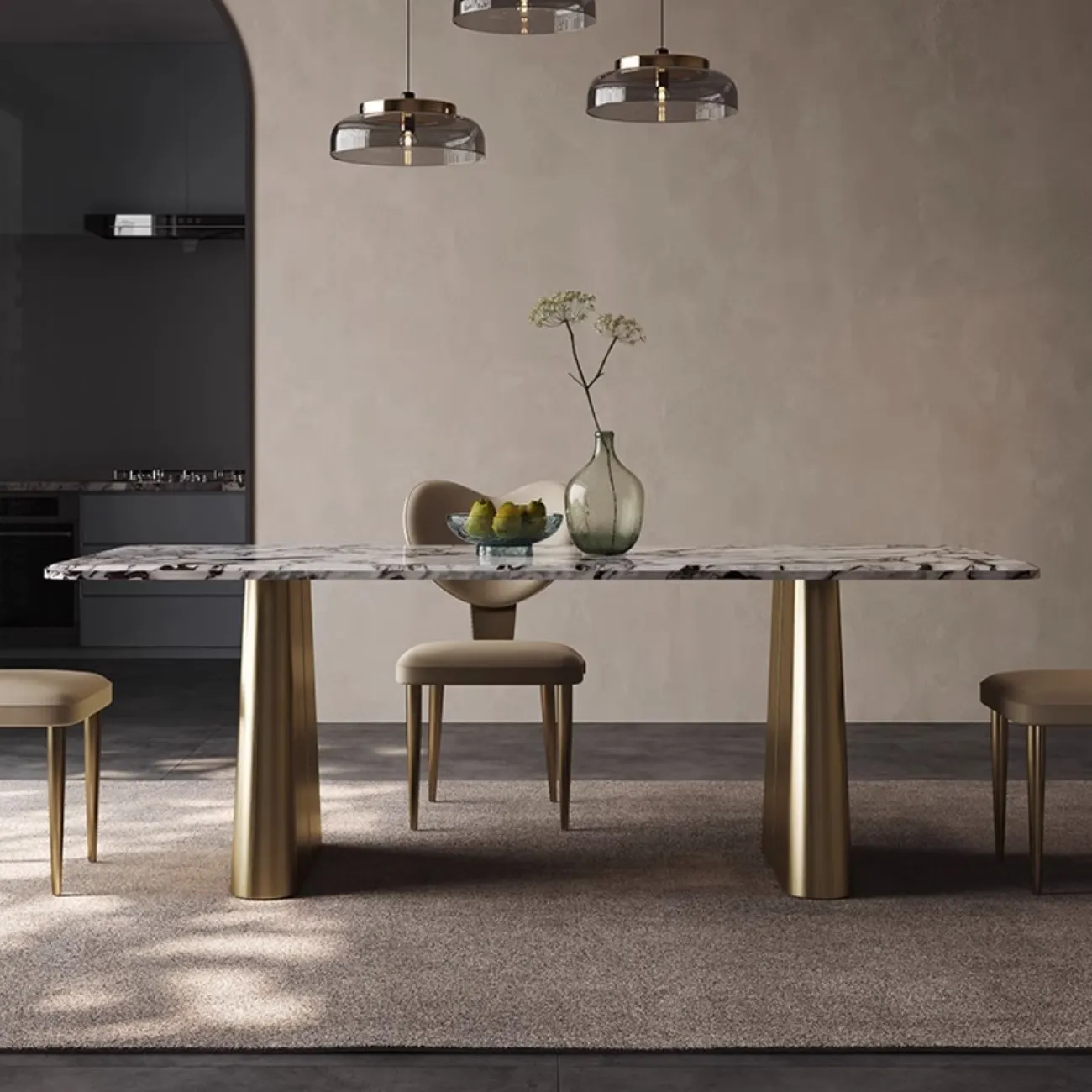 Роскошный обеденный стол из натурального камня XPW 35725-29 Роскошный обеденный стол из натурального камня XPW 35725-29