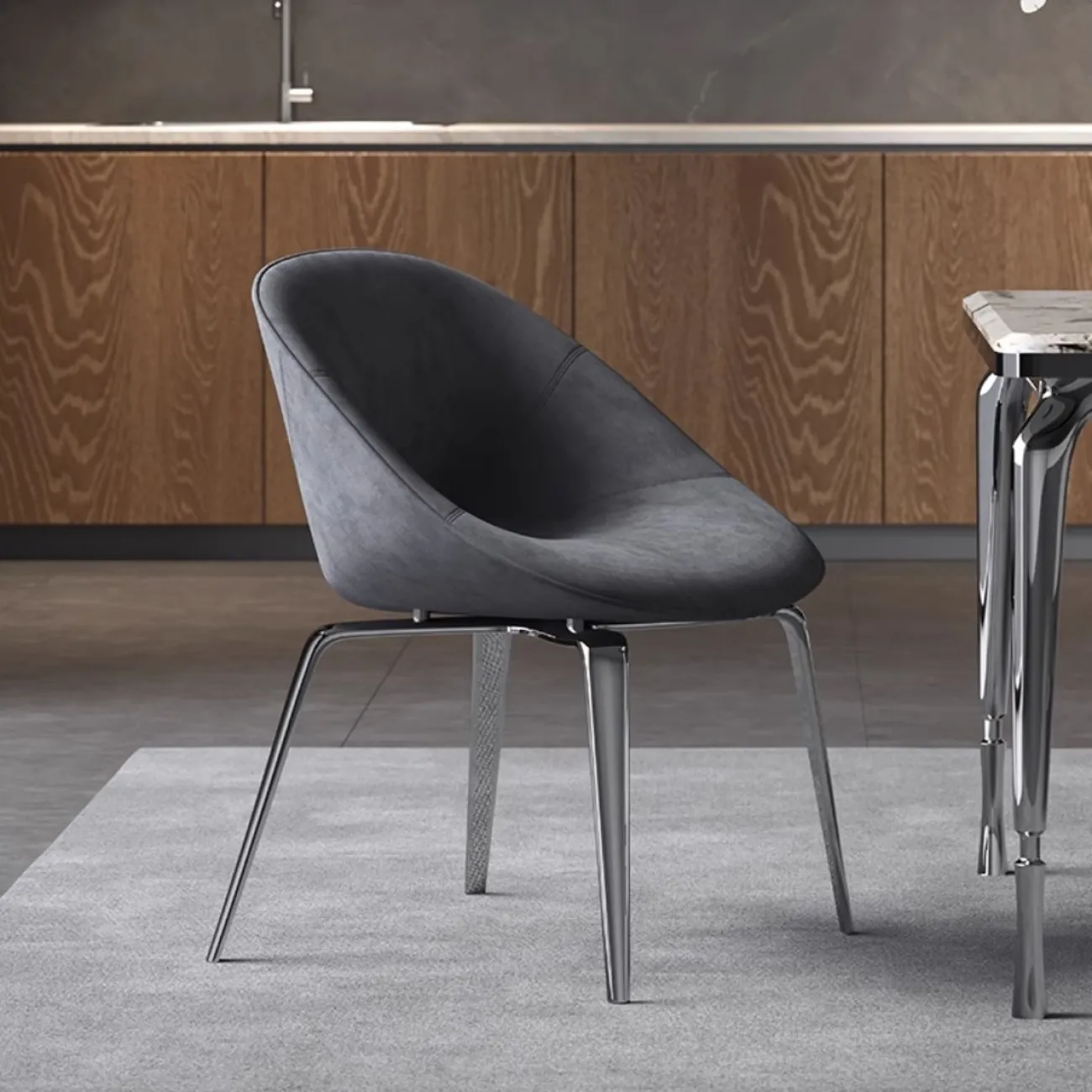 Обеденный стул с фигурной спинкой из матовой хлопковой ткани XPW 35726-29