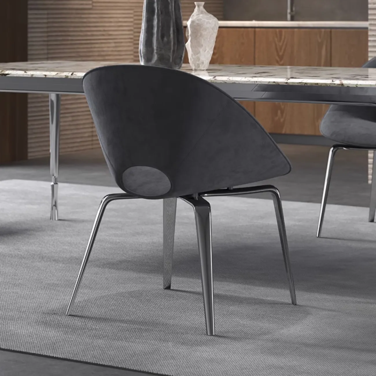 Обеденный стул с фигурной спинкой из матовой хлопковой ткани XPW 35726-29